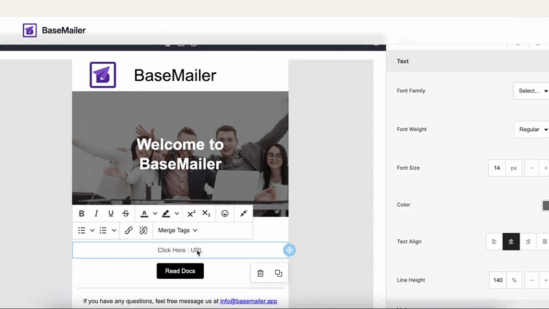 Using a URL field in text and buttons