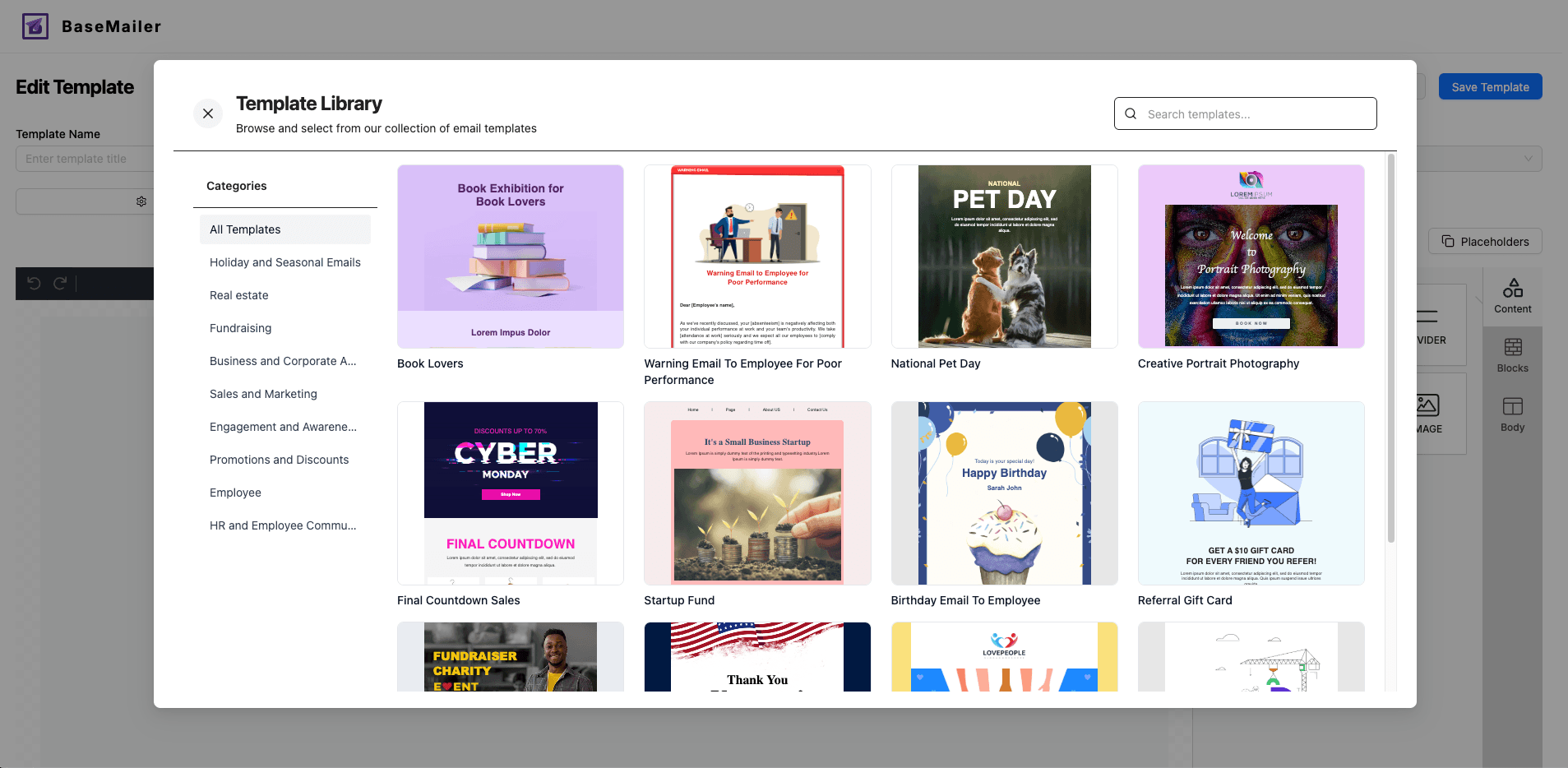 Template Library Screenshot
